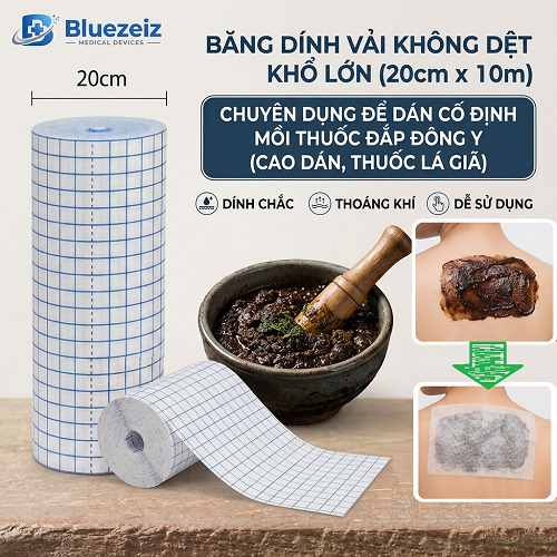 Băng dính vải không dệt cuộn lớn dán thuốc khổ 20cm